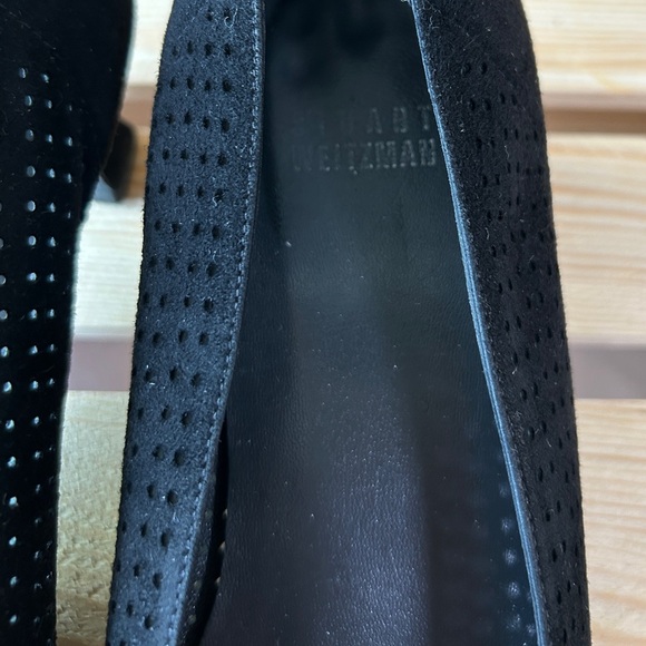 90s Stuart Weitzman Black Perforated Suede Kitten Heels, Size 7.5 Made in Spain - Picture 9 of 14